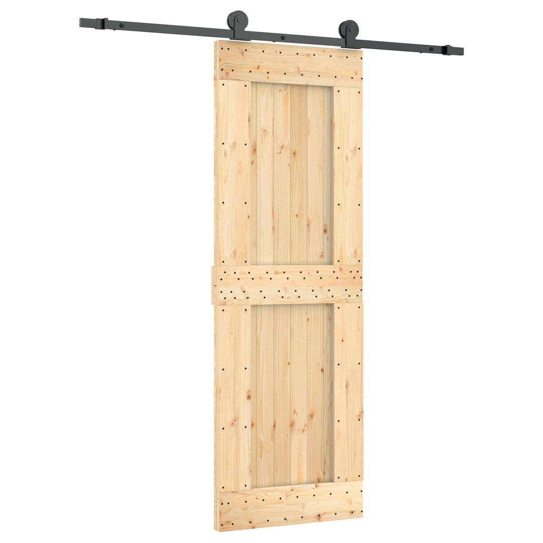 Skydedør Naturfarvet og sort 70 x 210 cm Massivt Fyrretræ