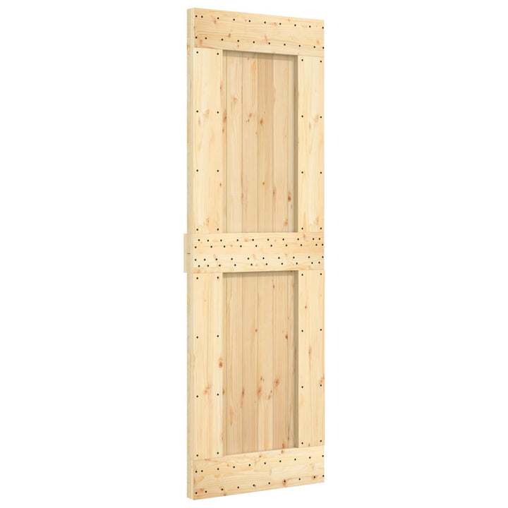 Skydedør Naturfarvet og sort 70 x 210 cm Massivt Fyrretræ