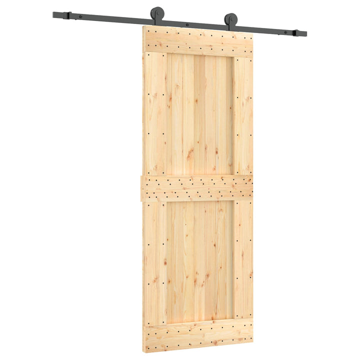 Skydedør Naturfarvet og sort 80 x 210 cm Massivt Fyrretræ