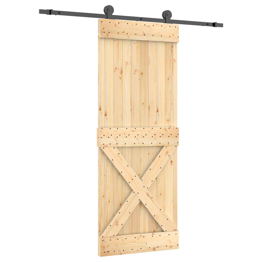 Skydedør Naturfarvet og sort 80 x 210 cm Massivt Fyrretræ