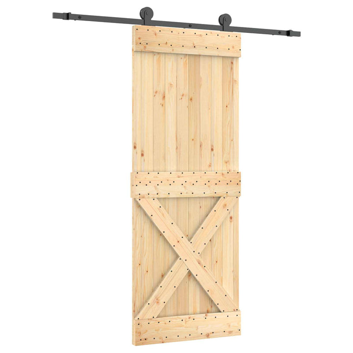 Skydedør Naturfarvet og sort 80 x 210 cm Massivt Fyrretræ