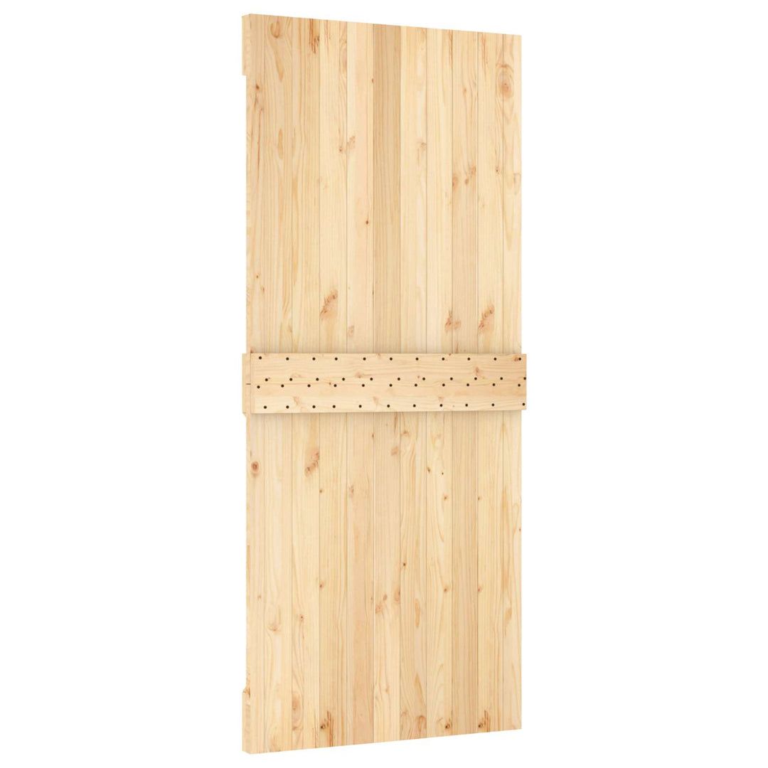 Skydedør Naturfarvet og sort 90 x 210 cm Massivt Fyrretræ
