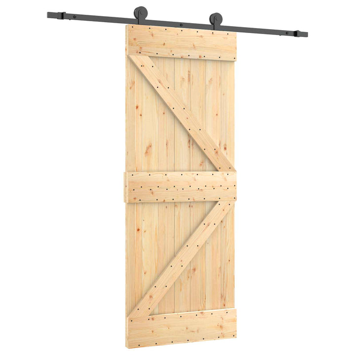 Skydedør Naturfarvet og sort 85 x 210 cm Massivt Fyrretræ