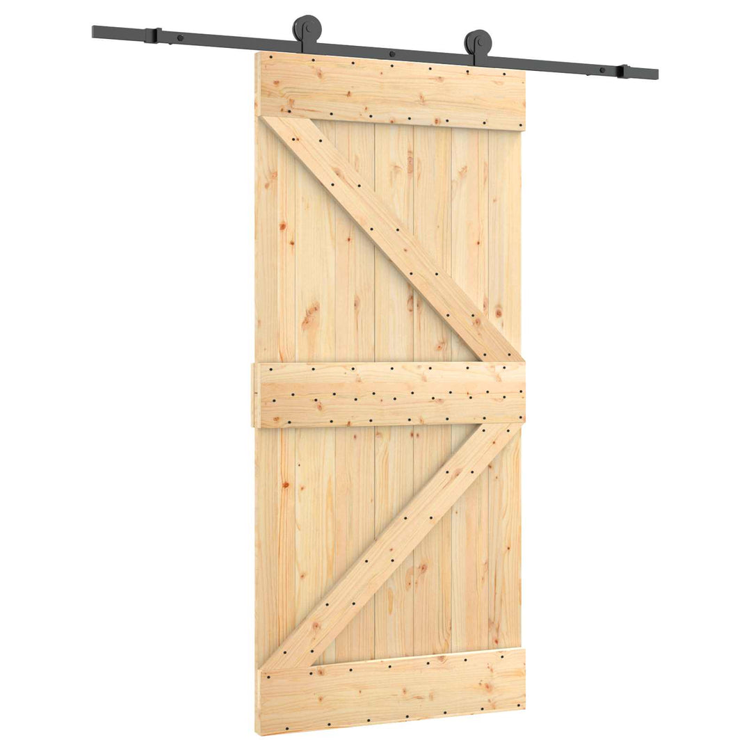 Skydedør Naturfarvet og sort 95 x 210 cm Massivt Fyrretræ
