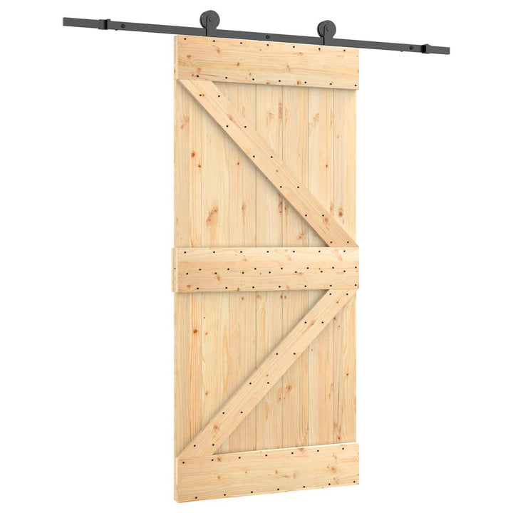 Skydedør Naturfarvet og sort 95 x 210 cm Massivt Fyrretræ