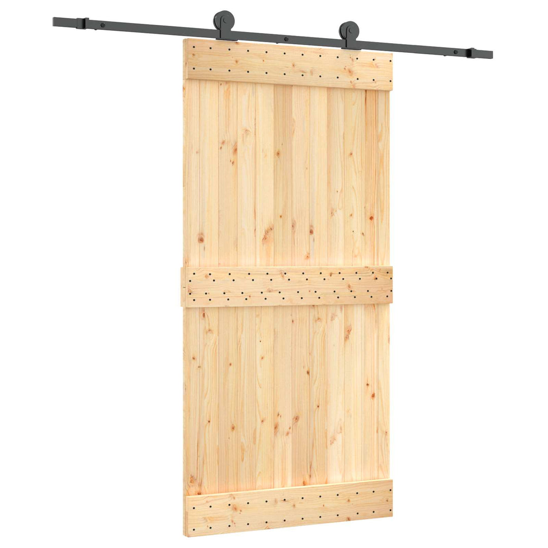 Skydedør Naturfarvet og sort 100 x 210 cm Massivt Fyrretræ