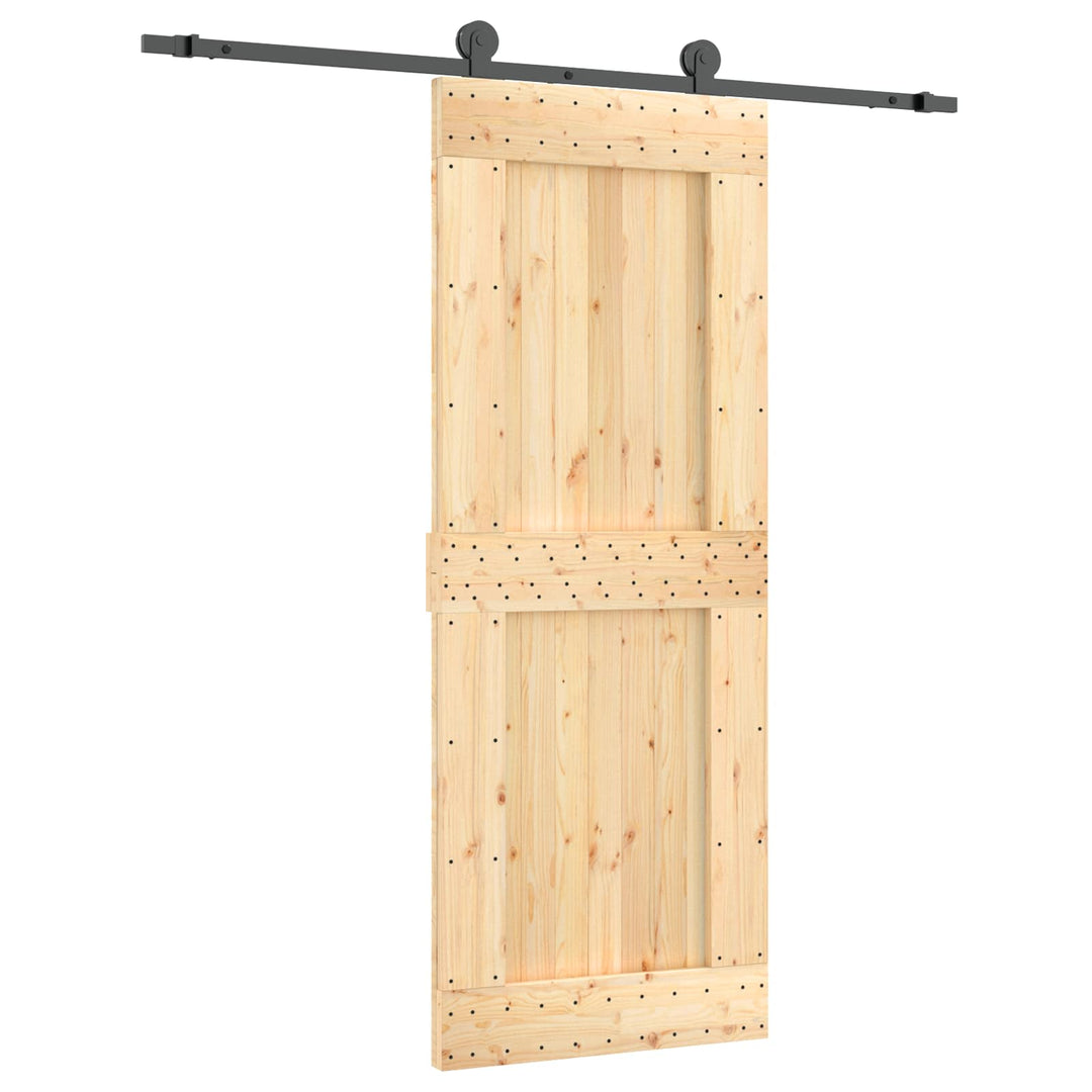 Skydedør Naturfarvet og sort 80 x 210 cm Massivt Fyrretræ