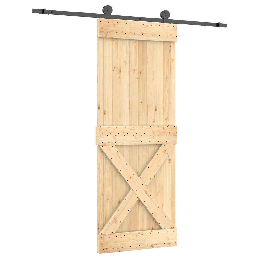 Skydedør Naturfarvet og sort 80 x 210 cm Massivt Fyrretræ