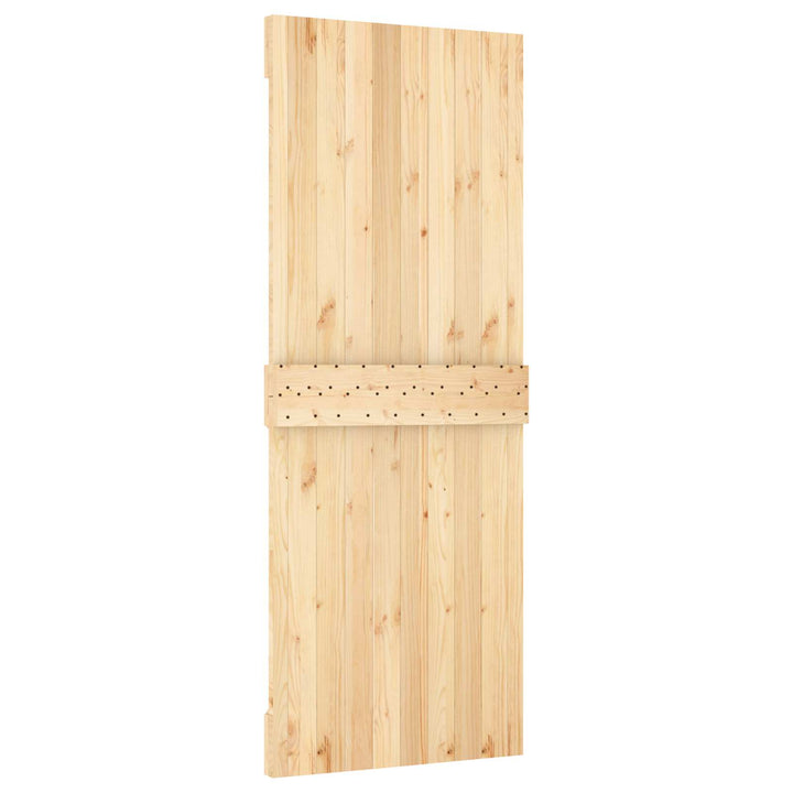 Skydedør Naturfarvet og sort 80 x 210 cm Massivt Fyrretræ