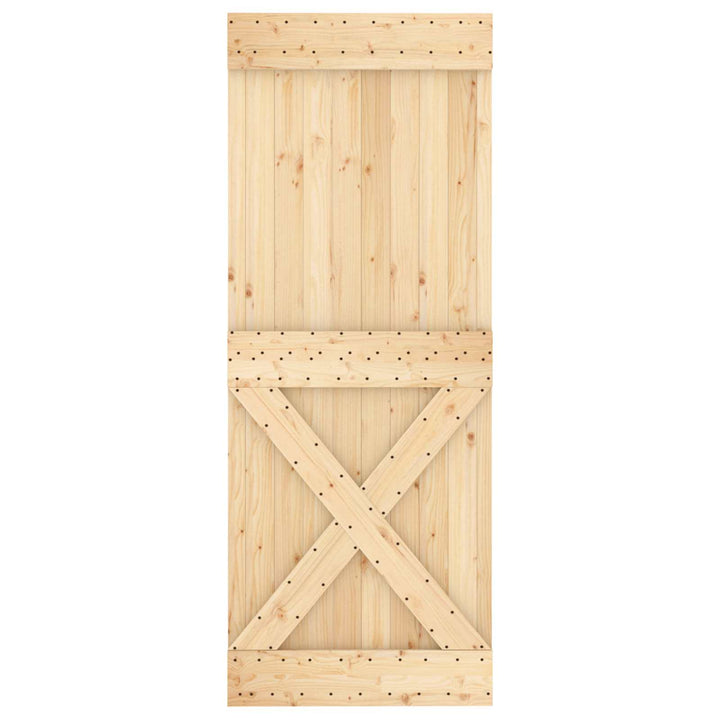 Skydedør Naturfarvet og sort 80 x 210 cm Massivt Fyrretræ