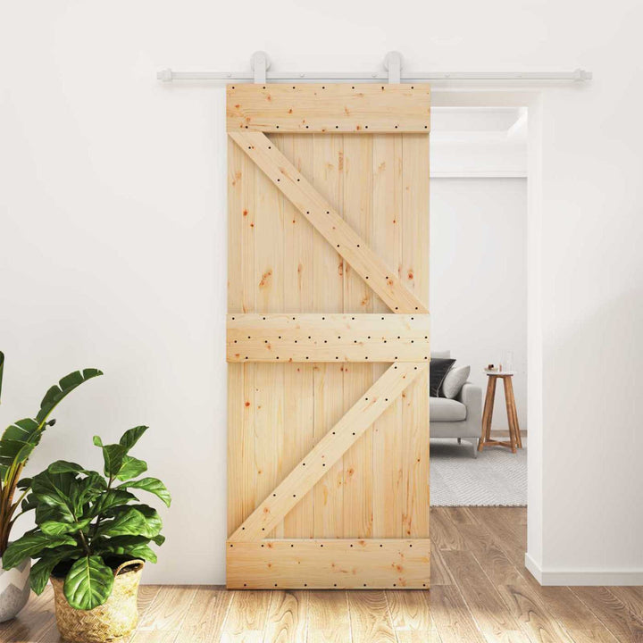 Skydedør Natur og hvid 85 x 210 cm Massivt Fyrretræ