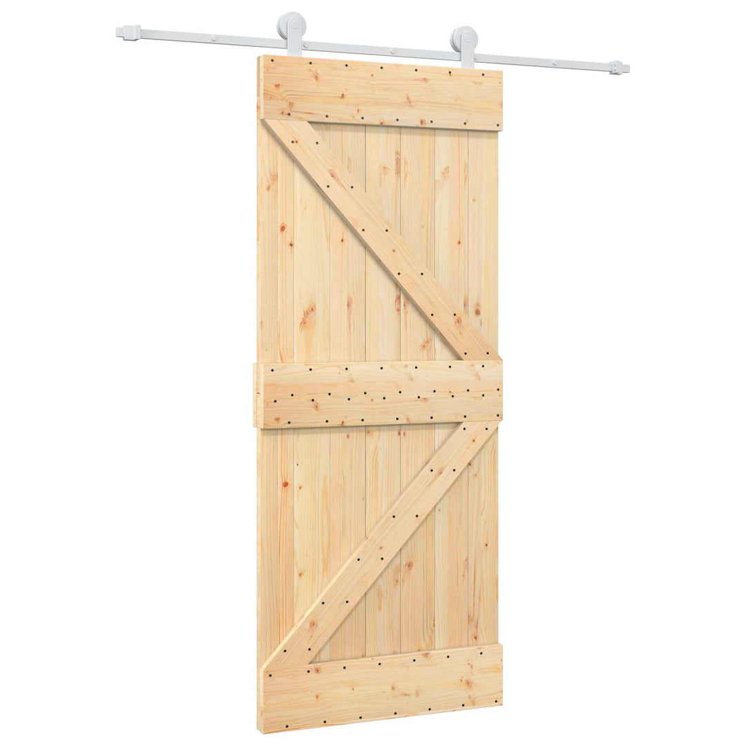 Skydedør Natur og hvid 85 x 210 cm Massivt Fyrretræ