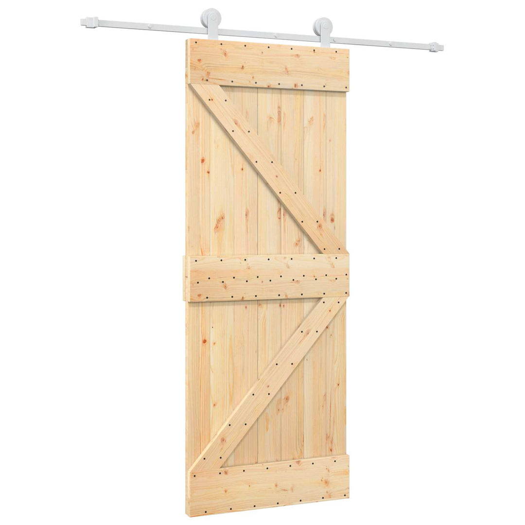 Skydedør Natur og hvid 80 x 210 cm Massivt fyrretræ