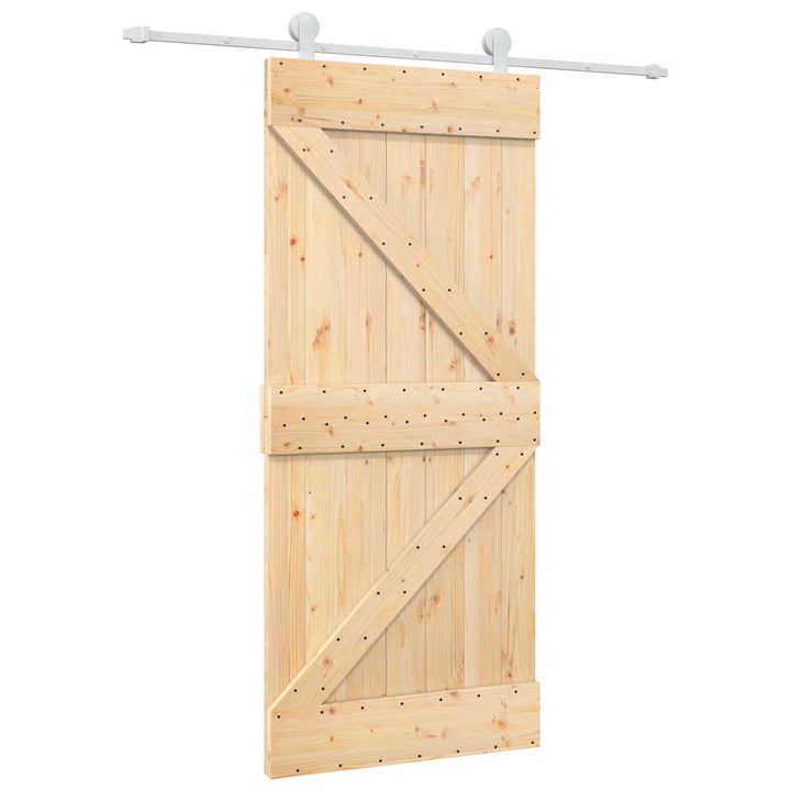 Skydedør Natur og hvid 90 x 210 cm Massivt fyrretræ