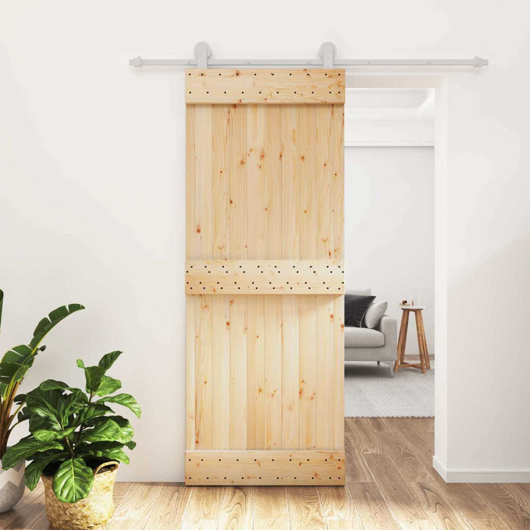 Skydedør Natur og hvid 80 x 210 cm Massivt Fyrretræ