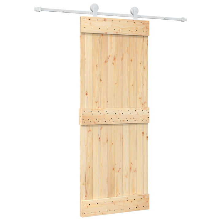 Skydedør Natur og hvid 80 x 210 cm Massivt Fyrretræ