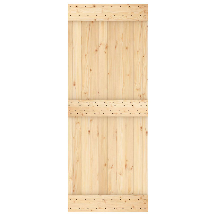 Skydedør Natur og hvid 80 x 210 cm Massivt Fyrretræ