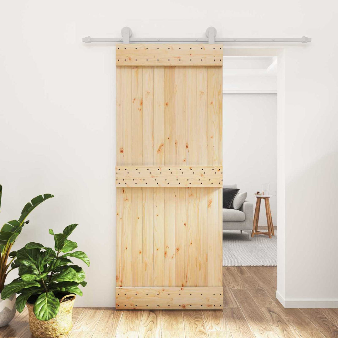 Skydedør Natur og hvid 85 x 210 cm Massivt Fyrretræ