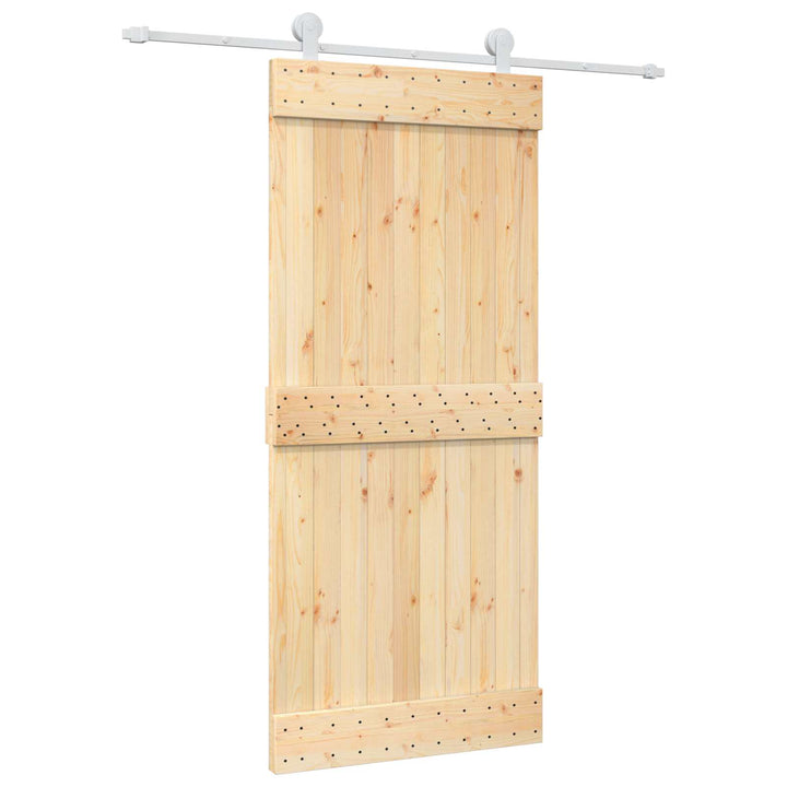 Skydedør Natur og hvid 90 x 210 cm Massivt Fyrretræ