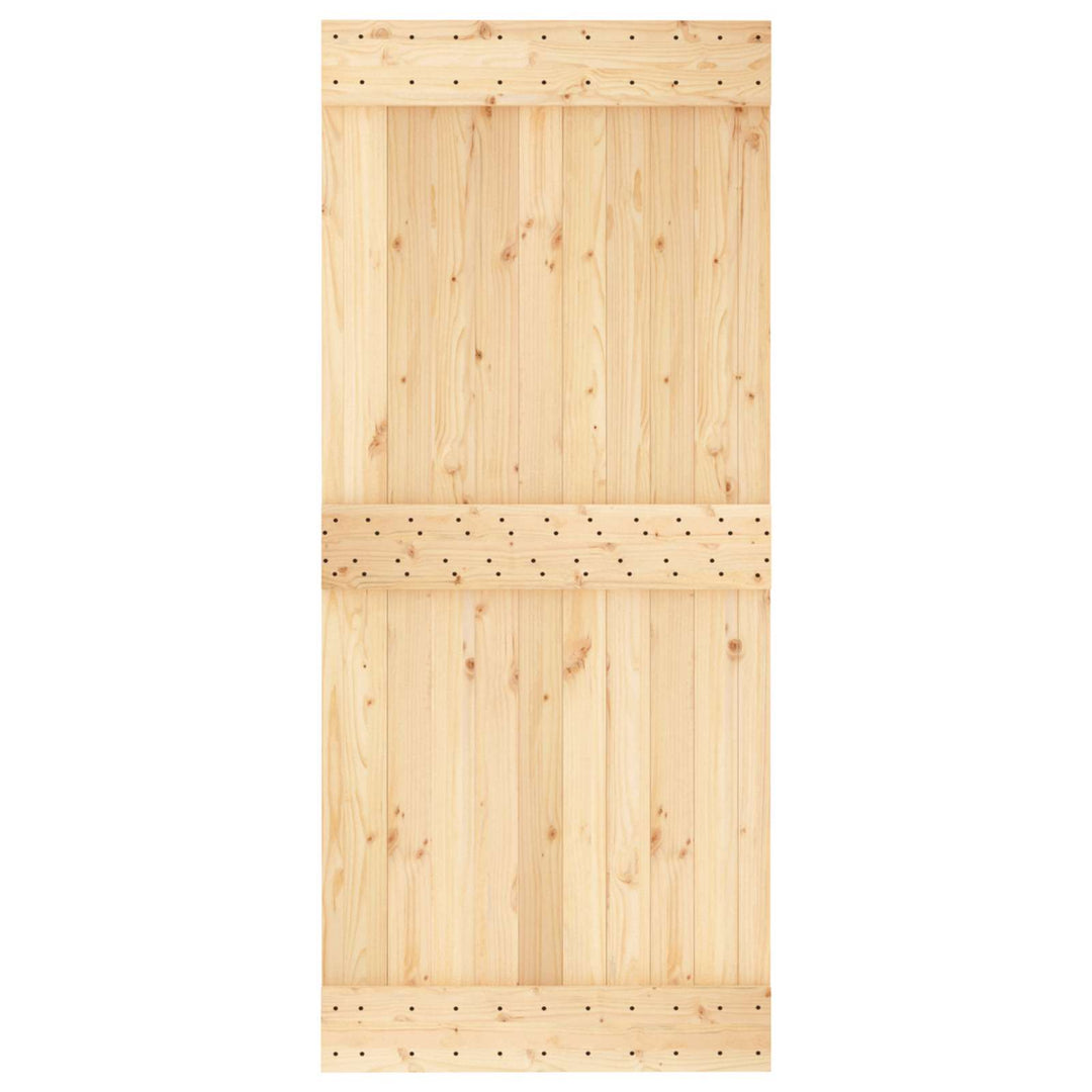 Skydedør Natur og hvid 90 x 210 cm Massivt Fyrretræ