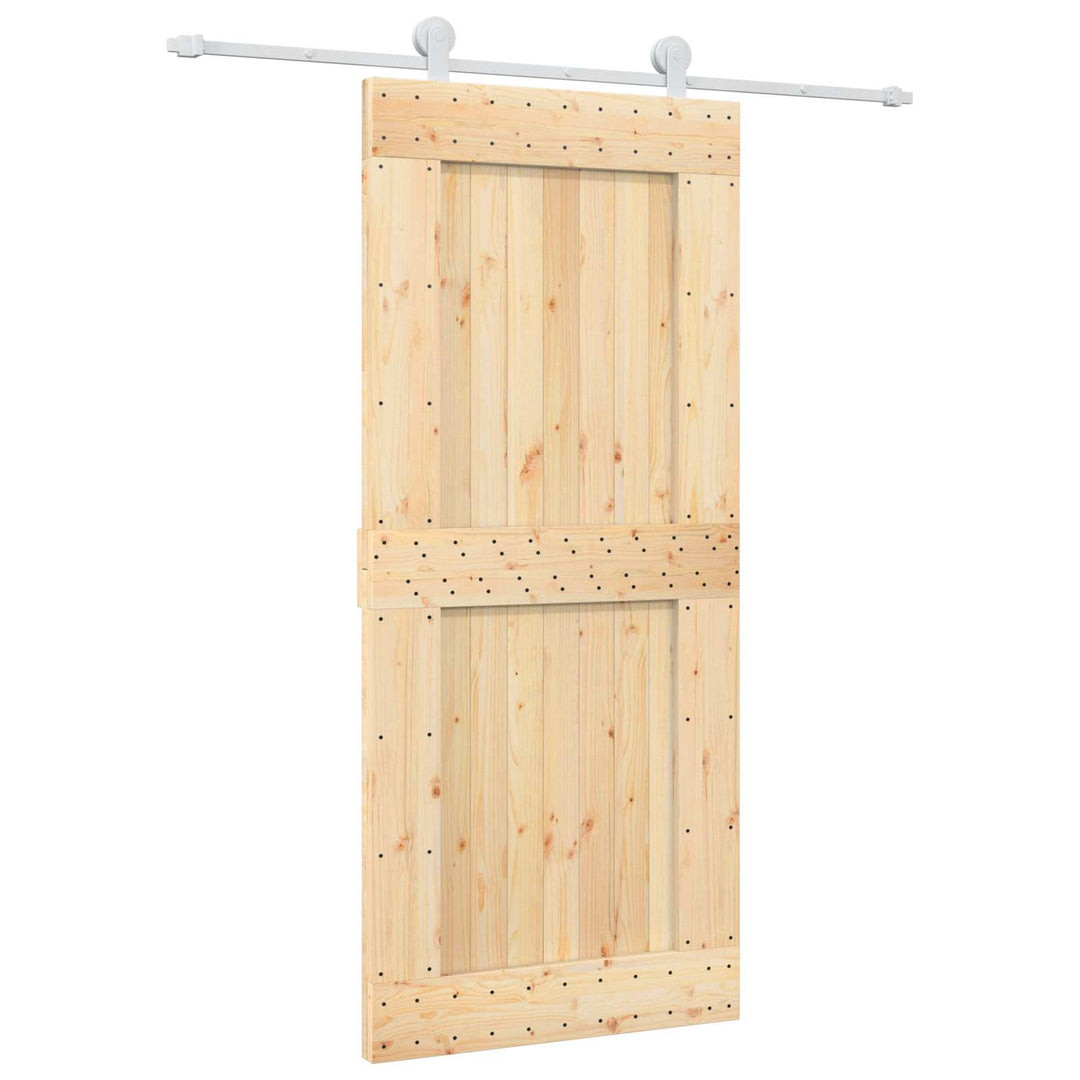 Skydedør Natur og hvid 90 x 210 cm Massivt Fyrretræ