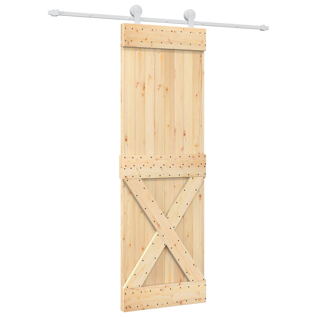 Skydedør Natur og hvid 70 x 210 cm Massivt Fyrretræ