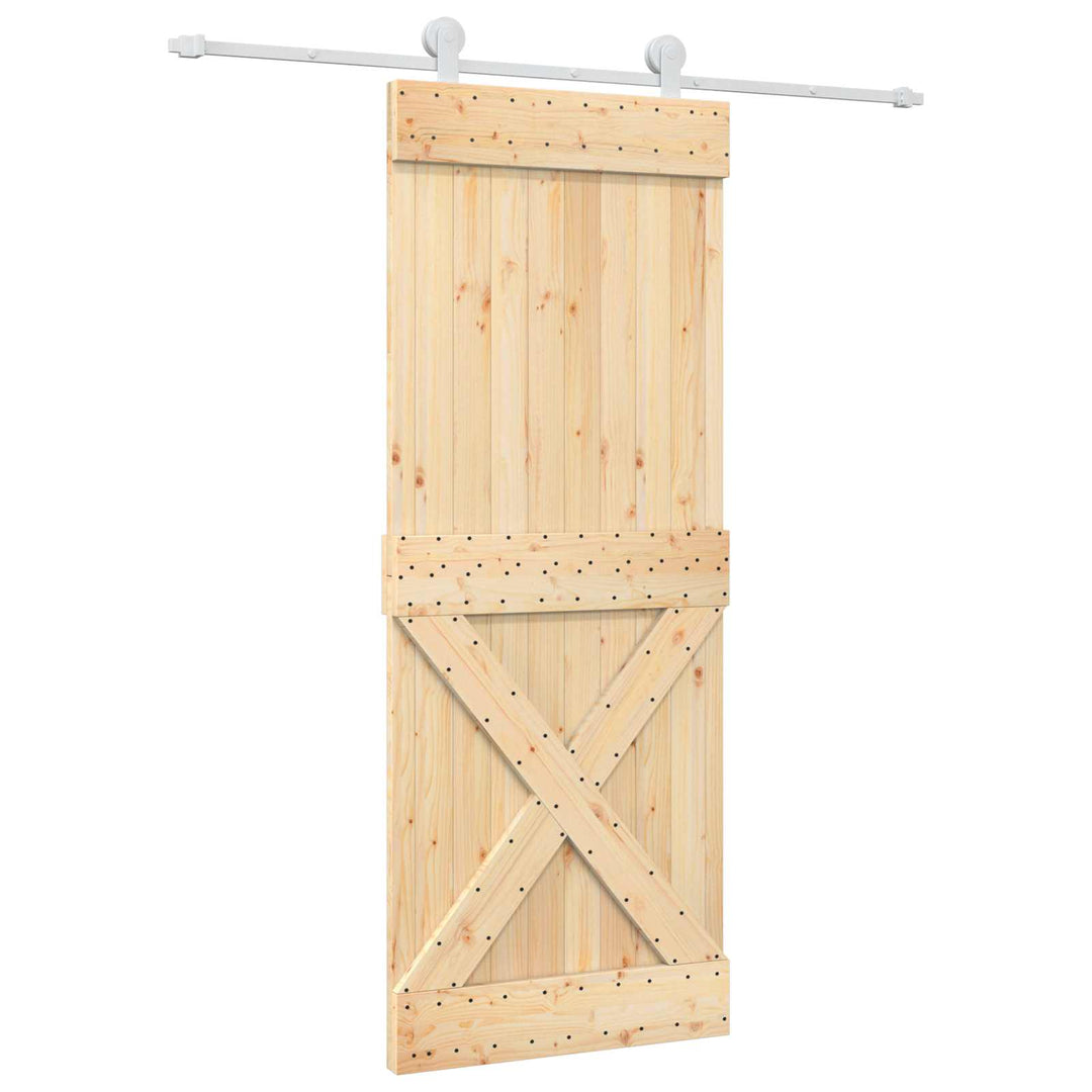 Skydedør Natur og hvid 80 x 210 cm Massivt Fyrretræ