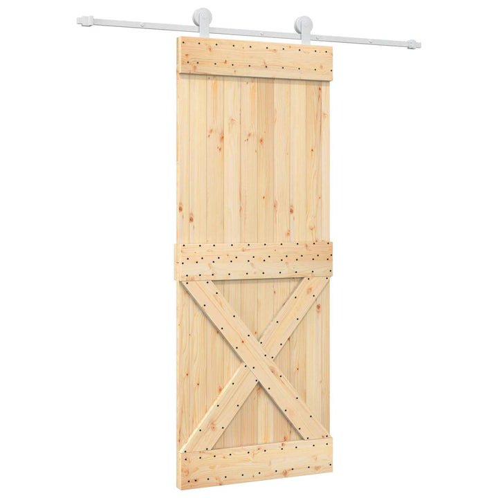 Skydedør Natur og hvid 80 x 210 cm Massivt Fyrretræ