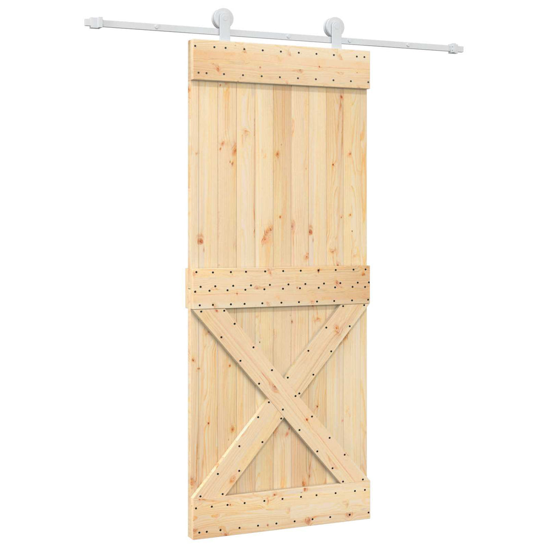 Skydedør Natur og hvid 85 x 210 cm Massivt Fyrretræ
