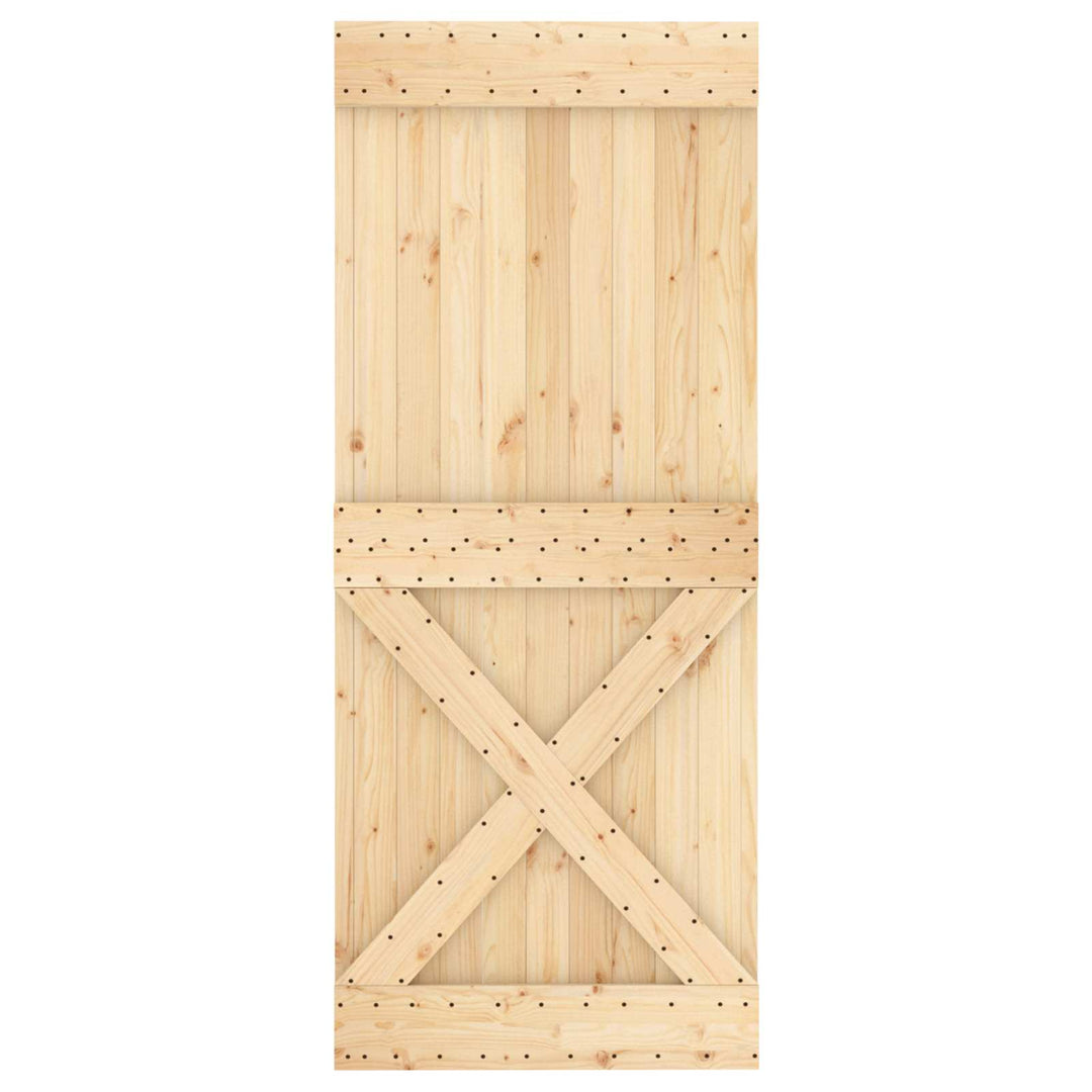 Skydedør Natur og hvid 85 x 210 cm Massivt Fyrretræ
