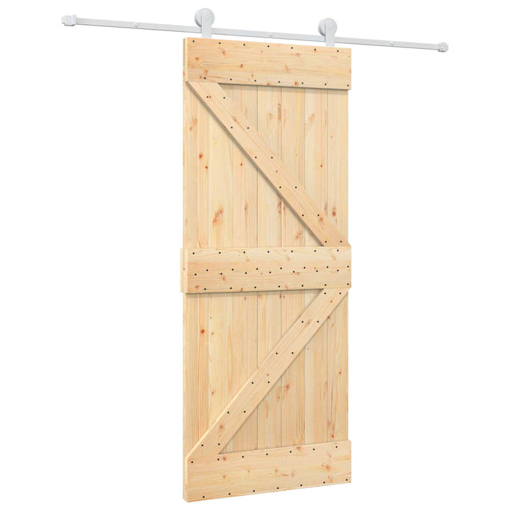 Skydedør Natur og hvid 85 x 210 cm Massivt Fyrretræ