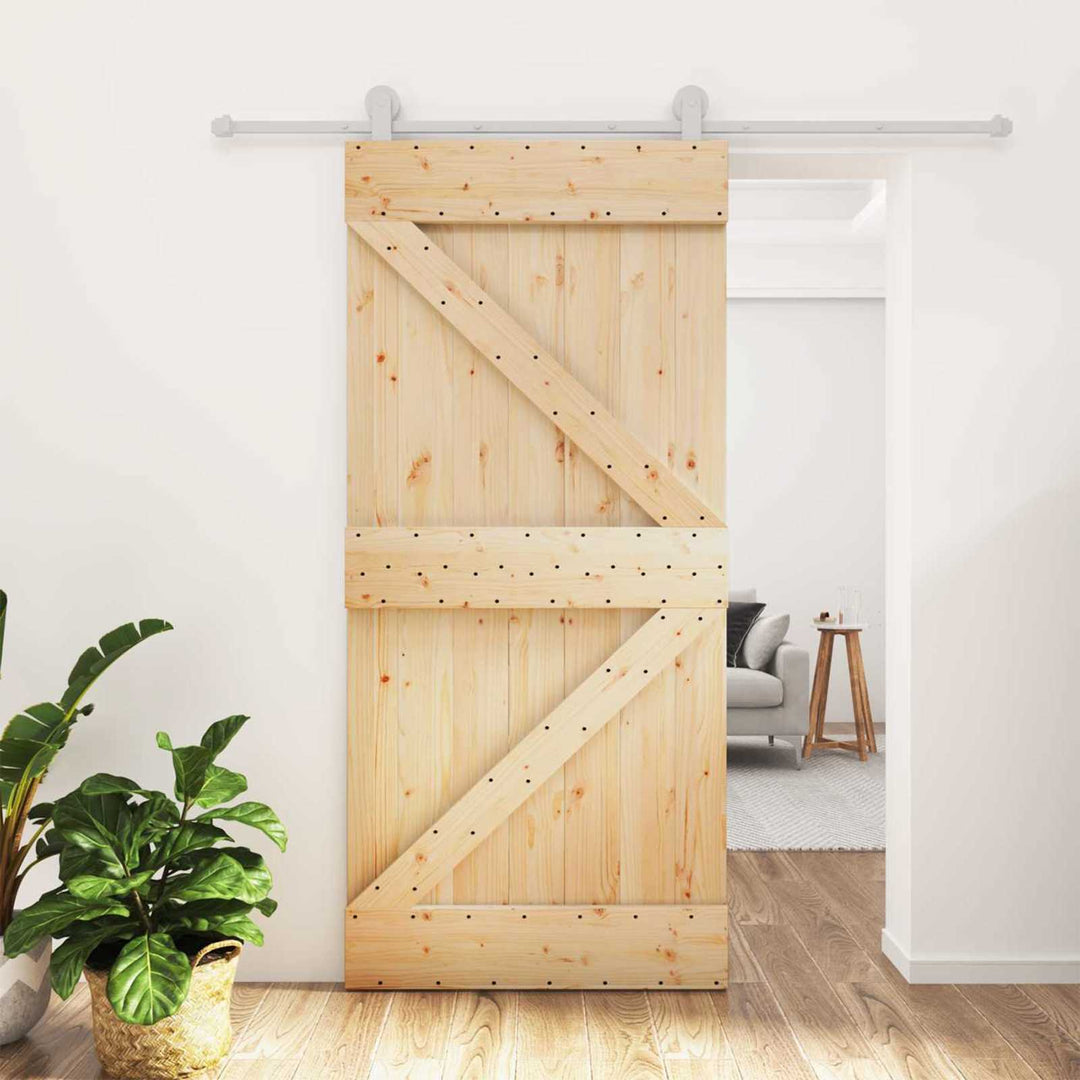 Skydedør Natur og hvid 95 x 210 cm Massivt Fyrretræ