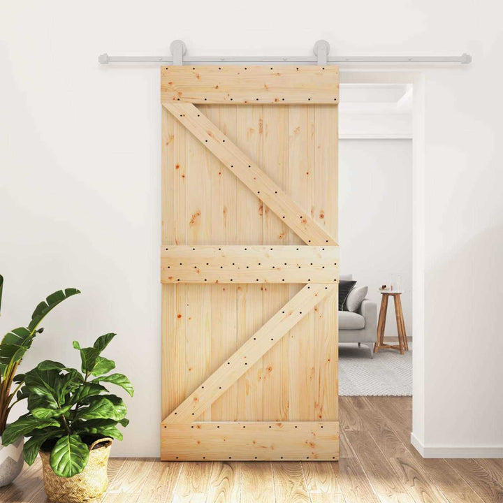 Skydedør Natur og hvid 95 x 210 cm Massivt Fyrretræ