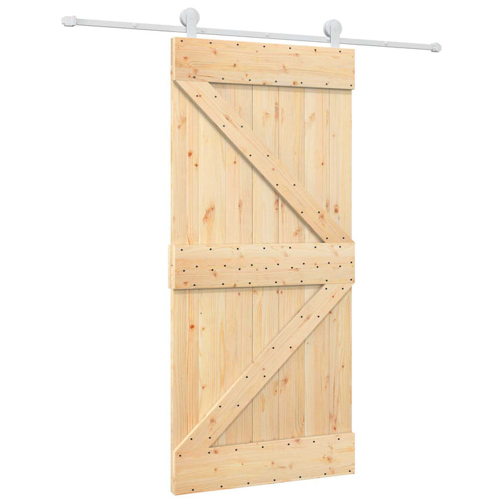 Skydedør Natur og hvid 95 x 210 cm Massivt Fyrretræ