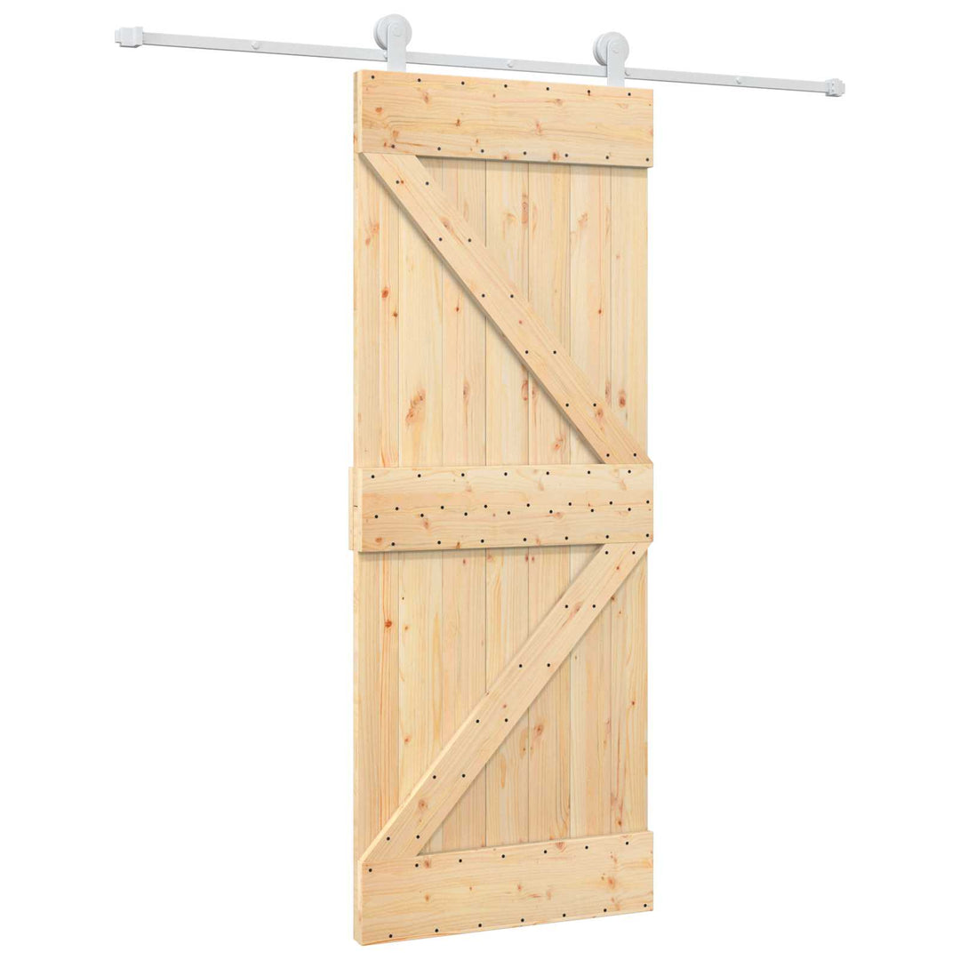 Skydedør Natur og hvid 80 x 210 cm Massivt fyrretræ