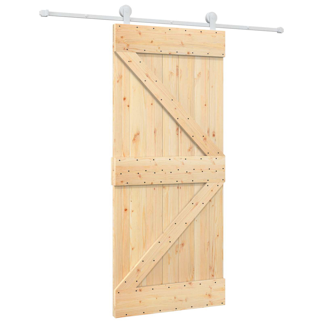 Skydedør Natur og hvid 90 x 210 cm Massivt fyrretræ