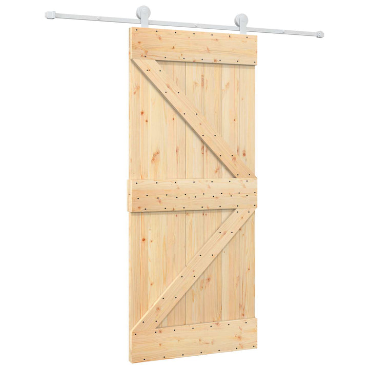 Skydedør Natur og hvid 90 x 210 cm Massivt fyrretræ