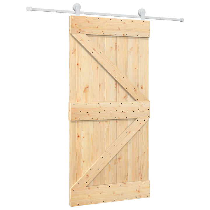 Skydedør Natur og hvid 100 x 210 cm Massivt fyrretræ