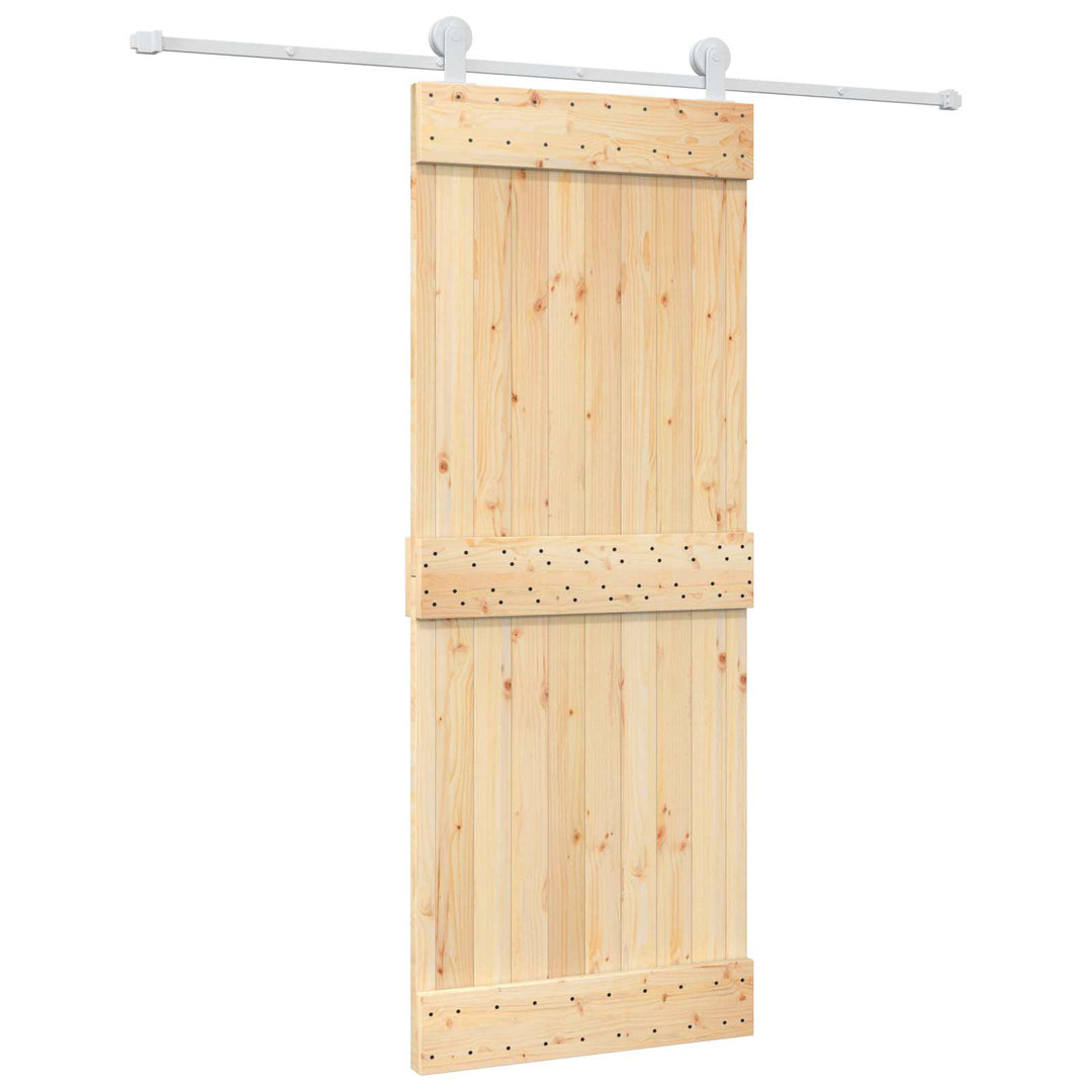 Skydedør Natur og hvid 80 x 210 cm Massivt Fyrretræ