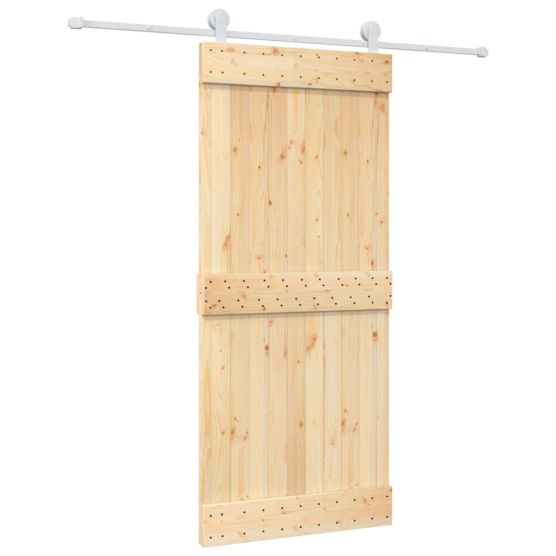 Skydedør Natur og hvid 90 x 210 cm Massivt Fyrretræ
