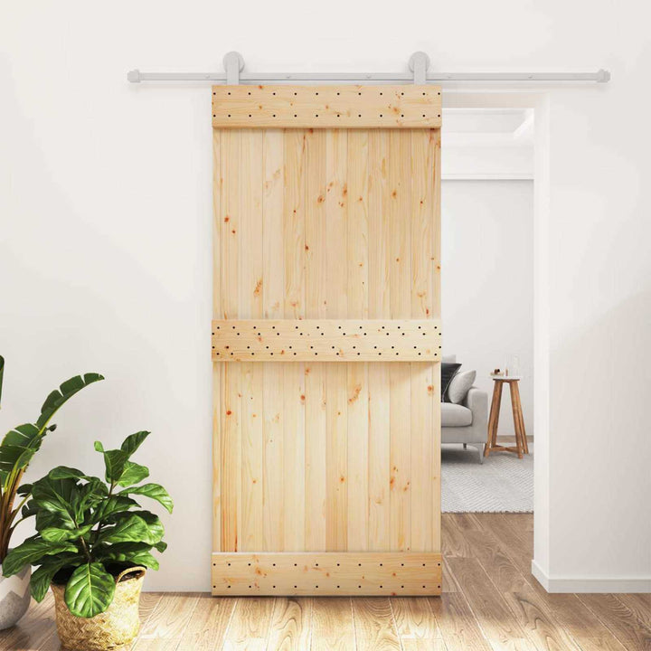 Skydedør Natur og hvid 95 x 210 cm Massivt Fyrretræ