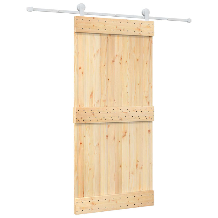 Skydedør Natur og hvid 95 x 210 cm Massivt Fyrretræ