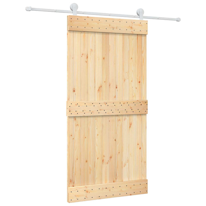 Skydedør Natur og hvid 100 x 210 cm Massivt Fyrretræ
