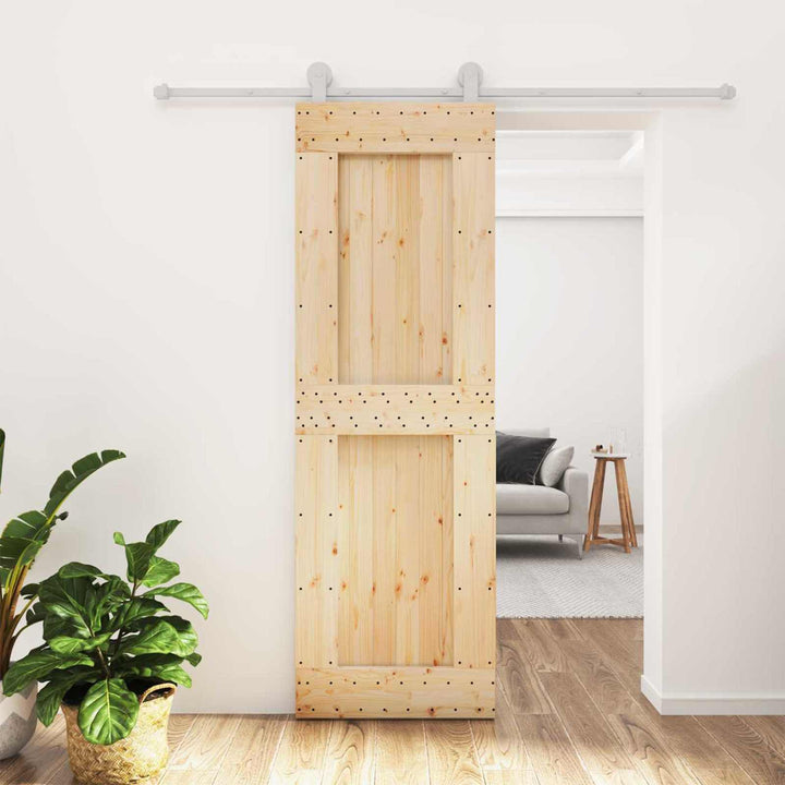Skydedør Natur og hvid 70 x 210 cm Massivt Fyrretræ