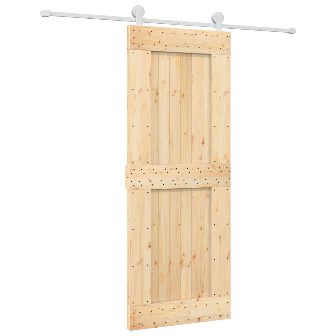 Skydedør Natur og hvid 80 x 210 cm Massivt Fyrretræ