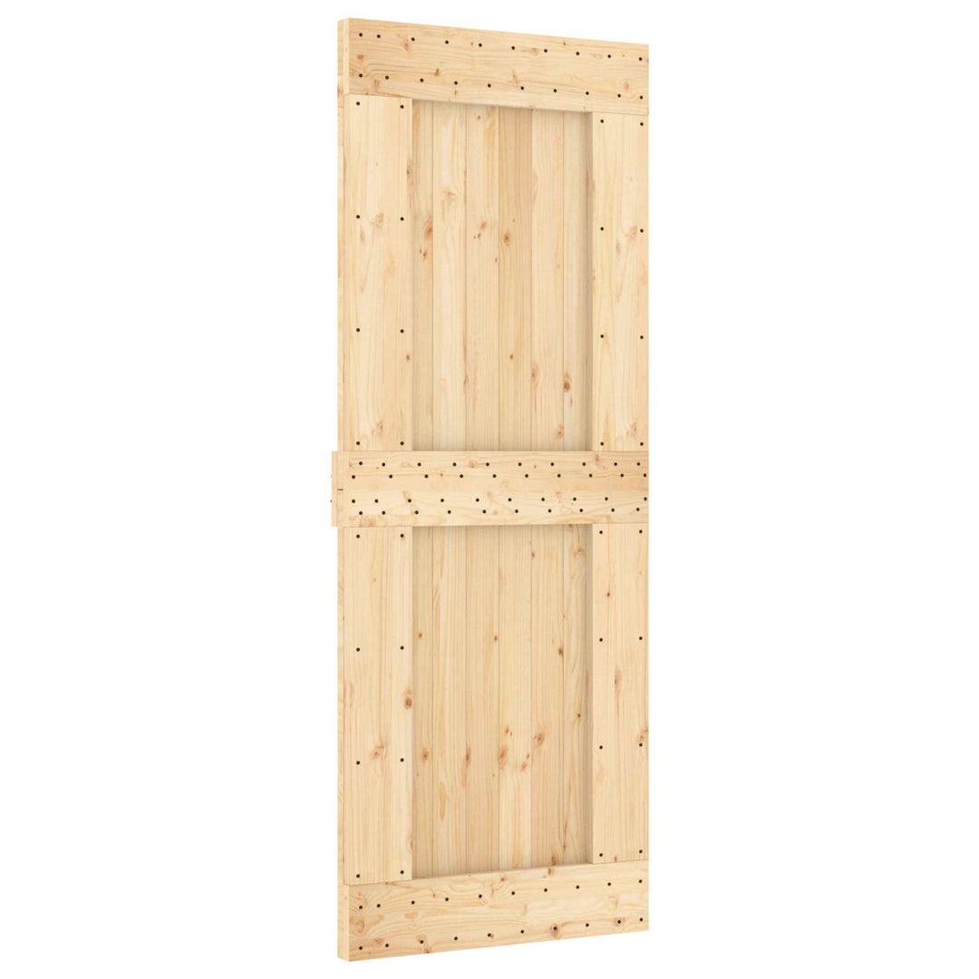 Skydedør Natur og hvid 80 x 210 cm Massivt Fyrretræ
