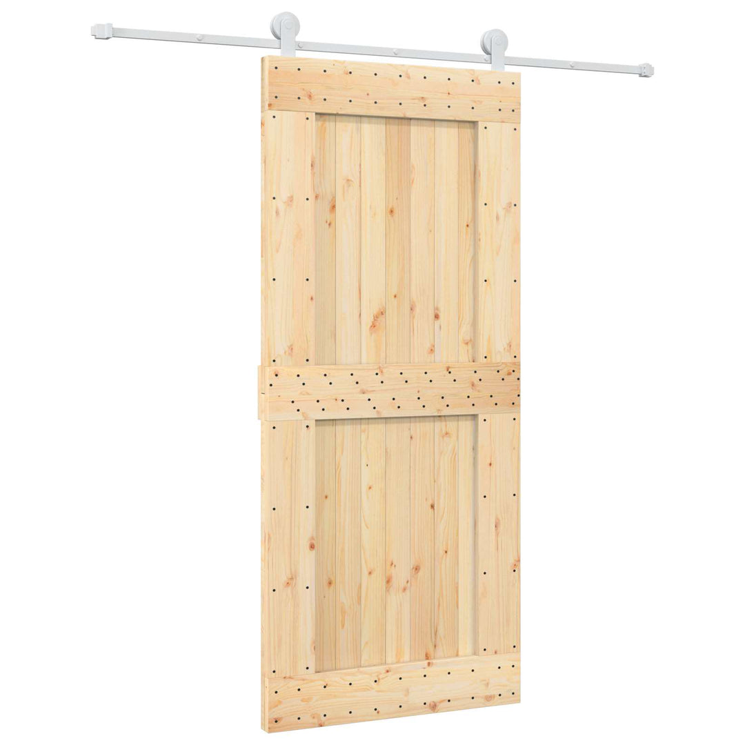Skydedør Natur og hvid 90 x 210 cm Massivt Fyrretræ