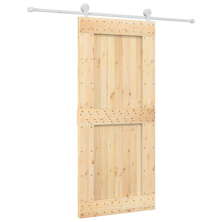 Skydedør Natur og hvid 90 x 210 cm Massivt Fyrretræ