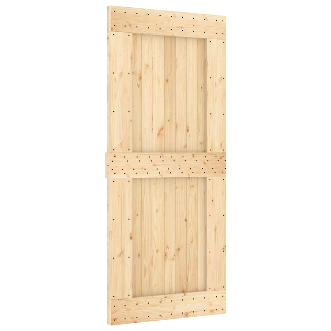 Skydedør Natur og hvid 90 x 210 cm Massivt Fyrretræ