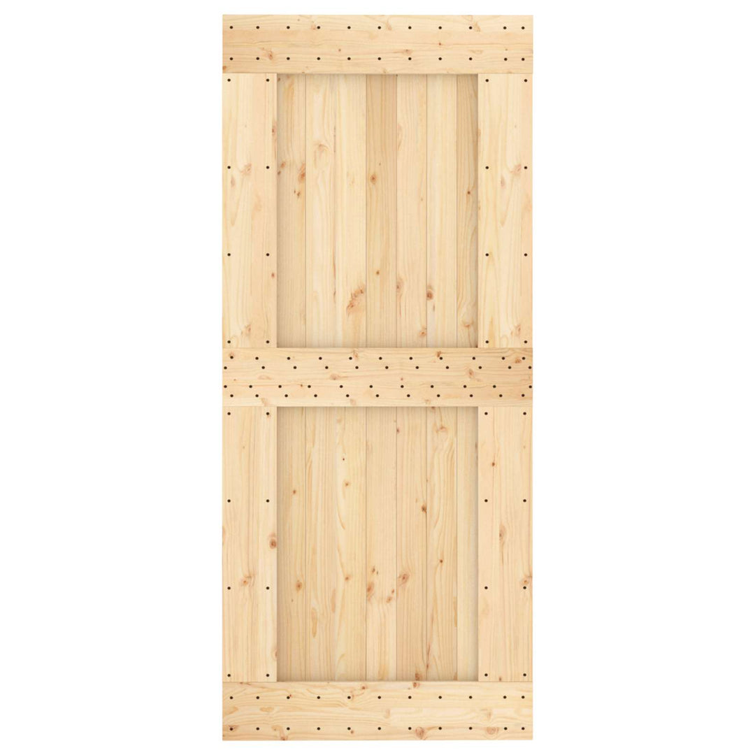 Skydedør Natur og hvid 90 x 210 cm Massivt Fyrretræ